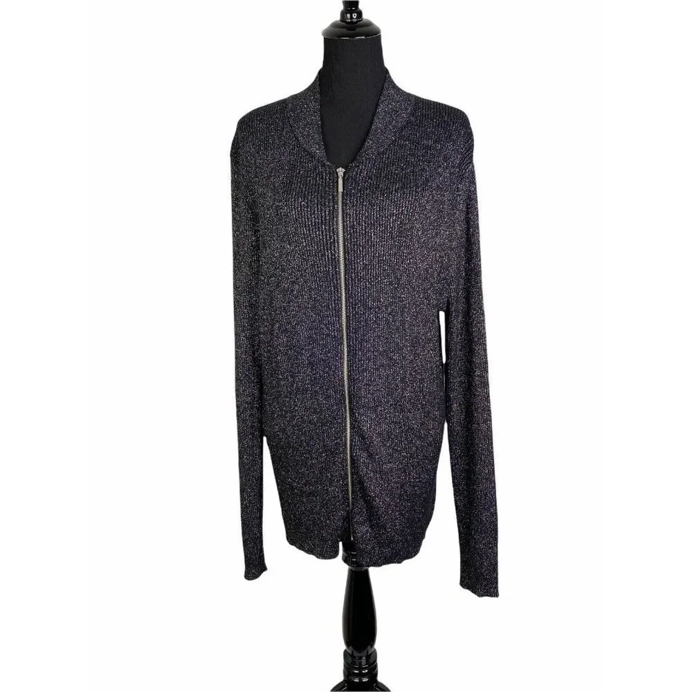 INC International Concepts‎ Men's Metallic Ribbed-Knit Full Silver Combo XL